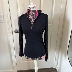 Lilly Pulitzer Black Long Sleeve Women's Athleisure Top
